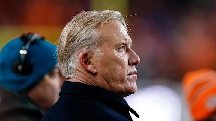 Elway stares off into the distance during his time in the Broncos' front office.