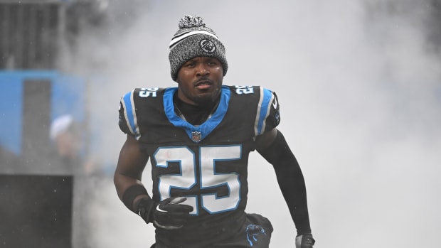 Carolina Panthers safety Xavier Woods (25) is introduced before the game. Bob Donnan-USA TODAY Sports