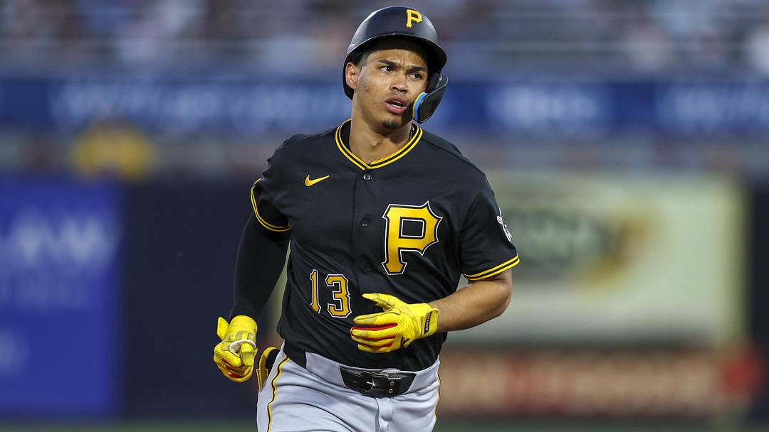 Mar 9, 2026; Tampa, Florida, USA; Pittsburgh Pirates designated hitter Endy Rodriguez (13) runs the bases after hitting a home run against the New York Yankees in the fifth inning during spring training at George M. Steinbrenner Field. Mandatory Credit: Nathan Ray Seebeck-Imagn Images