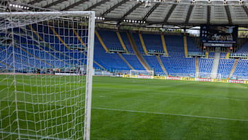 A view of an empty Olympic stadium in Rome due to...