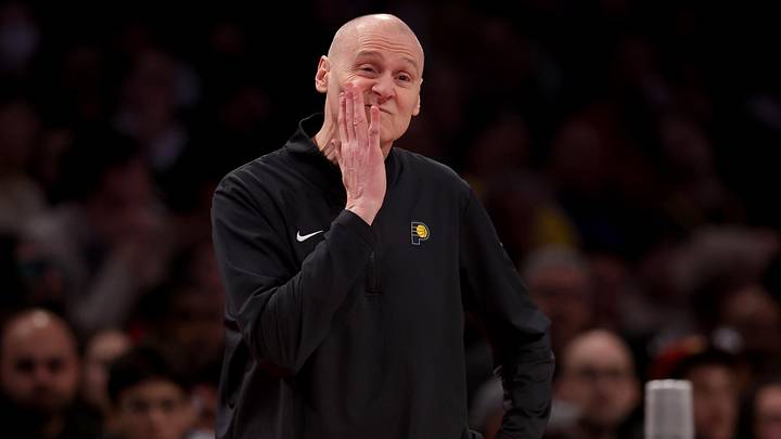 Dec 4, 2024; Brooklyn, New York, USA; Indiana Pacers head coach Rick Carlisle reacts during the third quarter against the Brooklyn Nets at Barclays Center. Mandatory Credit: Brad Penner-Imagn Images