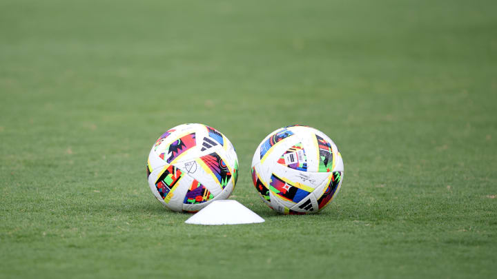 Jun 19, 2024; Frisco, Texas, USA; A general view of two soccer balls on the field before the match between FC Dallas and Minnesota United at Toyota Stadium.