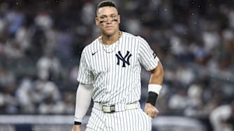 Aaron Judge prepares to take the field against the Mariners.