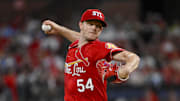 Sep 19, 2025; St. Louis, Missouri, USA;  St. Louis Cardinals starting pitcher Sonny Gray (54) pitches against the Milwaukee Brewers during the first inning at Busch Stadium. Mandatory Credit: Jeff Curry-Imagn Images
