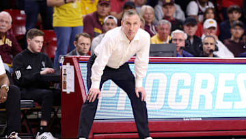 Arizona State coach Bobby Hurley looks on from the sideline during the Sun Devils' 81-72 loss to Arizona on Saturday, Feb. 1, 2025, in Temple, Arizona.