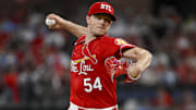 Sep 19, 2025; St. Louis, Missouri, USA;  St. Louis Cardinals starting pitcher Sonny Gray (54) pitches against the Milwaukee Brewers during the first inning at Busch Stadium. Mandatory Credit: Jeff Curry-Imagn Images