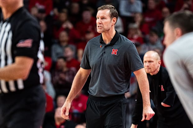 Nebraska Cornhuskers head coach Fred Hoiberg reacts after a play during the first half against the Ohio State Buckeyes at Pin