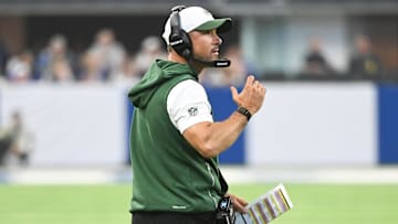Aug 16, 2025; Indianapolis, Indiana, USA; Green Bay Packers head coach Matt LaFleur reacts to a call during the first half against the Indianapolis Colts at Lucas Oil Stadium. Mandatory Credit: Robert Goddin-Imagn Images