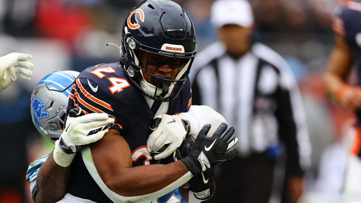 Khalil Herbert might not figure as the Bears starter at running back but he's also too valuable to what they're doing this year to be traded.