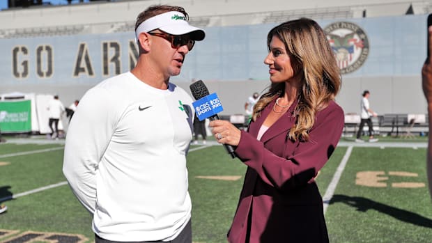 North Texas Mean Green head coach Eric Morris speaks with Tina Cervasio of CBS Sports after beating Army.
