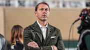 Michigan State Director of Athletics J Batt watches a play against Western Michigan form the sideline during the second half at Spartan Stadium in East Lansing on Friday, August 29, 2025.