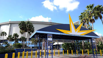 Dec 29, 2008; St. Petersburg, FL, USA; General view of exterior of Tropicana Field, home of the Tampa Bay Rays. Mandatory Credit: Kirby Lee/Image of Sport-Imagn Images