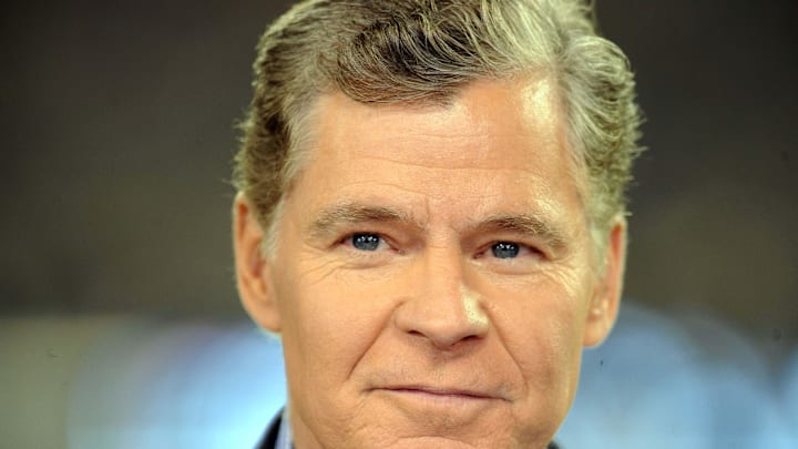 Nov 22, 2012; East Rutherford, NJ, USA; NBC Sports commentator Dan Patrick before the game between the New England Patriots and New York Jets at Metlife Stadium. Mandatory Credit: Joe Camporeale-Imagn Images Nov 22, 2012; East Rutherford, NJ, USA; NBC Sports commentator Dan Patrick before the game between the New England Patriots and New York Jets at Metlife Stadium. Mandatory Credit: Joe Camporeale-Imagn Images