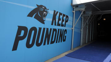 Keep Pounding sign at Bank of America Stadium