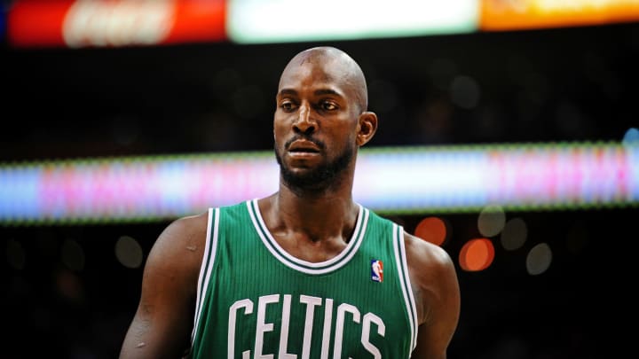 Jan. 28, 2011; Phoenix, AZ, USA; Boston Celtics forward (5) Kevin Garnett against the Phoenix Suns at the US Airways Center. Mandatory Credit: Mark J. Rebilas-USA TODAY Sports