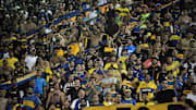 Los hinchas de Boca ante Corinthians.