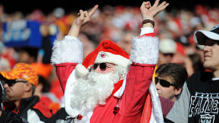 A Chiefs fan dressed as Santa Claus A Chiefs fan dressed as Santa Claus