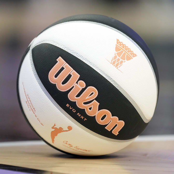 A view of the ball for the WNBA Commissioner's Cup