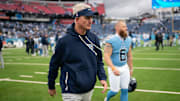 Tennessee Titans interim coach Mike McCoy heads to the locker room after their loss to the Los Angeles Chargers at Nissan Stadium in Nashville, Tenn., Sunday, Nov. 2, 2025.