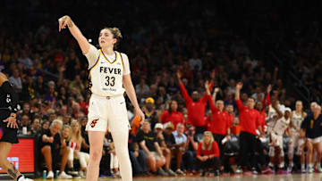 Katie Lou Samuelson attempts a shot for the Fever.