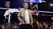 Nov 15, 2023; Phoenix, Arizona, USA; Phoenix Suns owner Mat Ishbia in attendance against the Minnesota Timberwolves in the second half at Footprint Center. Mandatory Credit: Mark J. Rebilas-Imagn Images