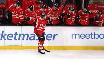 Colorado Avalanche star Nathan MacKinnon strikes first for Team Canada at the 4 Nations Face-Off final.