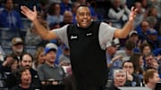 Feb 11, 2024; Memphis, Tennessee, USA; Tulane Green Wave head coach Ron Hunter reacts during the second half against the Memphis Tigers at FedExForum.