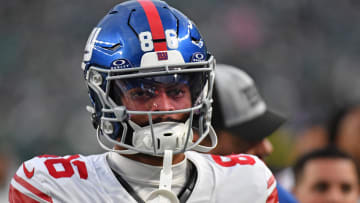 Dec 25, 2023; Philadelphia, Pennsylvania, USA; New York Giants wide receiver Darius Slayton (86) against the Philadelphia Eagles at Lincoln Financial Field. Mandatory Credit: Eric Hartline-USA TODAY Sports