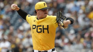 Jun 23, 2024; Pittsburgh, Pennsylvania, USA;  Pittsburgh Pirates starting pitcher Paul Skenes (30) delivers a pitch against the Tampa Bay Rays during the first inning at PNC Park. Mandatory Credit: Charles LeClaire-USA TODAY Sports