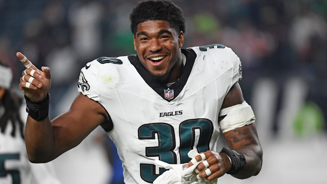 Aug 7, 2025; Philadelphia, Pennsylvania, USA; Philadelphia Eagles linebacker Jihaad Campbell (30) on the field after a win against the Cincinnati Bengals at Lincoln Financial Field.