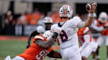 New defensive coordinator Todd Grantham's defense erupted for for sacks and an interception in  Oklahoma State's  27-7 win over UT Martin.  