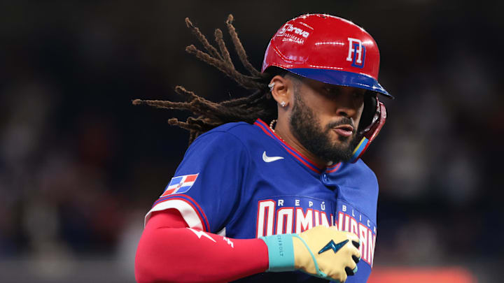 Fernando Tatis Jr. (23) rounds the bases after hitting a grand slam against Israel during the second inning at loanDepot Park. 