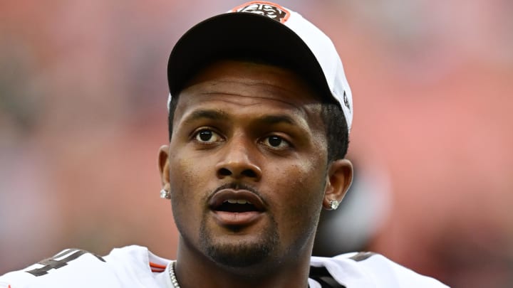 Aug 10, 2024; Cleveland, Ohio, USA; Cleveland Browns quarterback Deshaun Watson (4) after the game against the Green Bay Packers at Cleveland Browns Stadium. Mandatory Credit: Ken Blaze-USA TODAY Sports