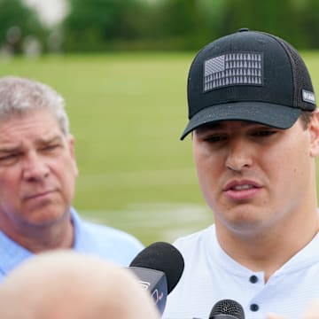 Cincinnati Bengals Trey Hendrickson speaks at a press conference after practice on Tuesday, May 13 