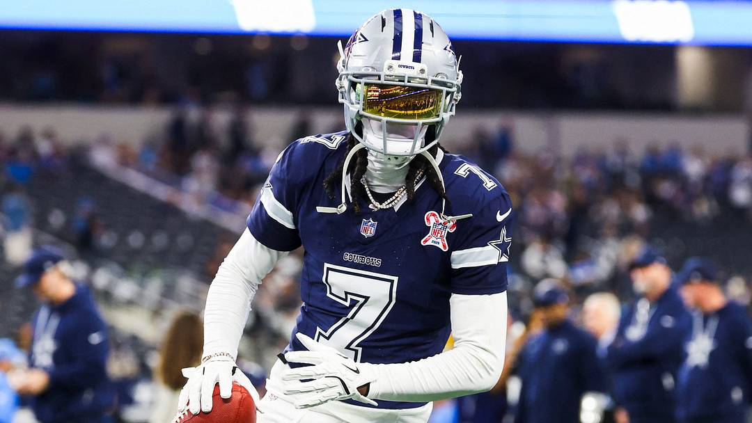Dec 21, 2025; Arlington, Texas, USA; Dallas Cowboys cornerback Trevon Diggs (7) participates in pregame warmups against the Los Angeles Chargers at AT&T Stadium. Mandatory Credit: Kevin Jairaj-Imagn Images