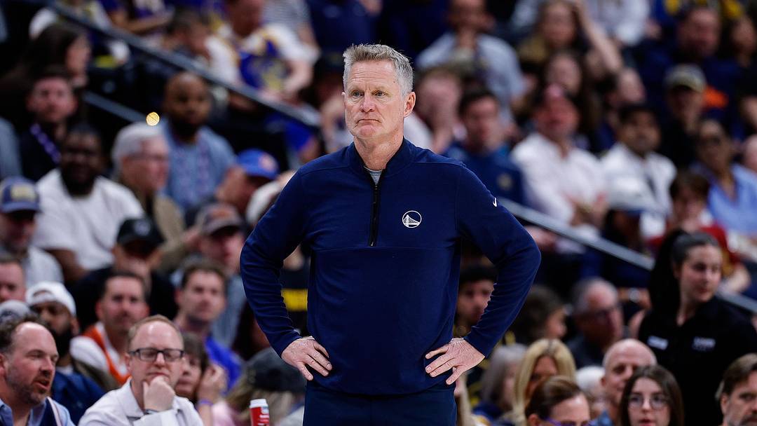 Mar 29, 2026; Denver, Colorado, USA; Golden State Warriors head coach Steve Kerr looks on in the first quarter against the Denver Nuggets at Ball Arena. Mandatory Credit: Isaiah J. Downing-Imagn Images