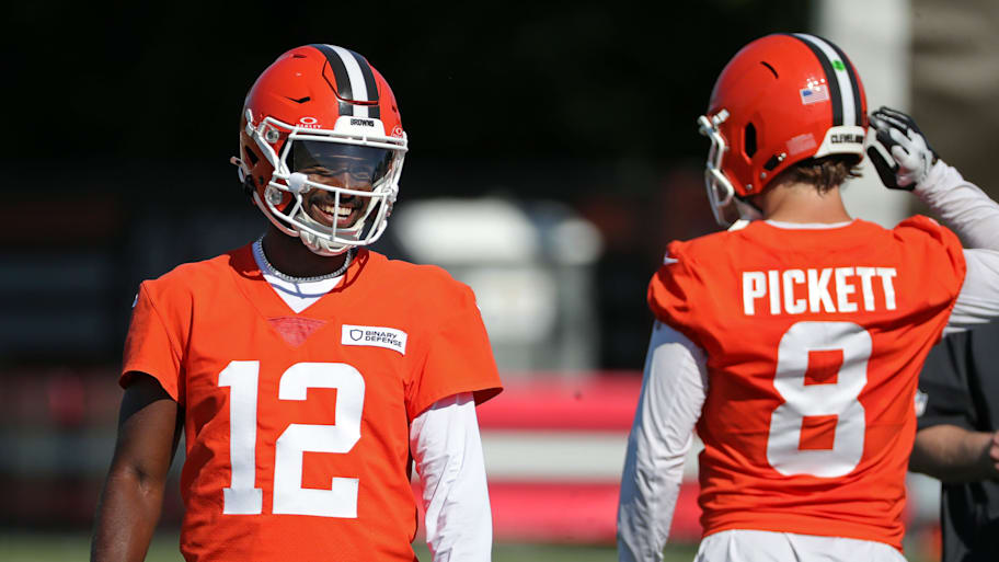 Shedeur Sanders or Kenny Pickett could be the odd man out in the Cleveland Browns quarterback competition. | Jeff Lange / USA TODAY NETWORK via Imagn Images