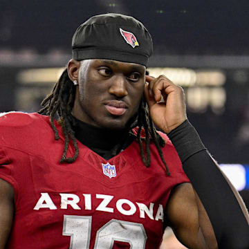 Nov 3, 2025; Arlington, Texas, USA; Arizona Cardinals wide receiver Marvin Harrison Jr. (18) walks off the field after the game between the Dallas Cowboys and the Arizona Cardinals at AT&T Stadium. Mandatory Credit: Jerome Miron-Imagn Images