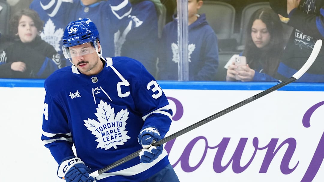 Nov 5, 2025; Toronto, Ontario, CAN; Toronto Maple Leafs center Auston Matthews (34) skates during the warmup before a game against the Utah Mammoth at Scotiabank Arena. Mandatory Credit: Nick Turchiaro-Imagn Images Nov 5, 2025; Toronto, Ontario, CAN; Toronto Maple Leafs center Auston Matthews (34) skates during the warmup before a game against the Utah Mammoth at Scotiabank Arena. Mandatory Credit: Nick Turchiaro-Imagn Images