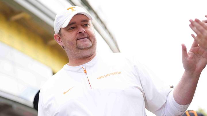 Tennessee head coach Josh Heupel at the Vol Walk before the Orange & White spring game, Saturday, April 12, 2025.