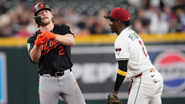 Gunnar Henderson celebrates a double