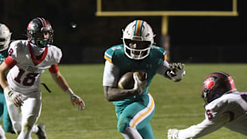 Belton-Honea Path (BHP) (12-1) took on Mountain View Prep (12-0) in the South Carolina High School AAA semifinal at Hillcrest High School on Dec. 6, 2024. Belton-Honea Path won the game 30-22. Mountain View Preparatory junior Jaylen McGill (2) with the ball on a play.