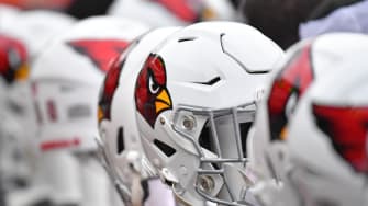 Dec 31, 2023; Philadelphia, Pennsylvania, USA; Arizona Cardinals helmets on the bench against the