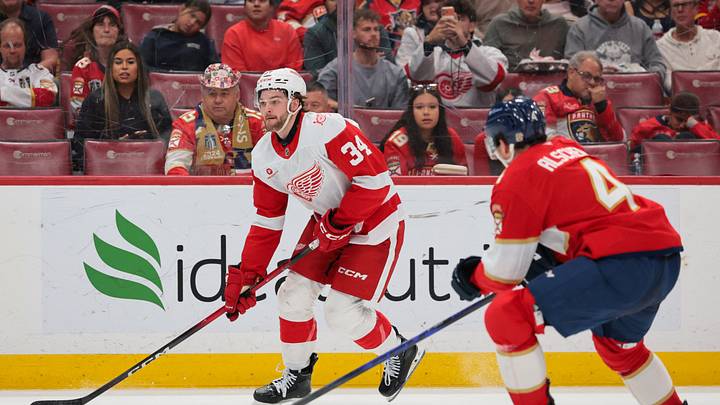 Detroit Red Wings left wing Carter Mazur Mandatory Credit: Sam Navarro-Imagn Images Detroit Red Wings left wing Carter Mazur Mandatory Credit: Sam Navarro-Imagn Images