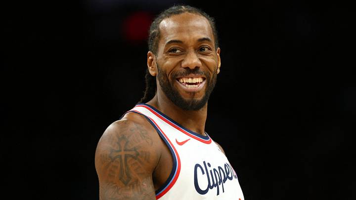 Feb 1, 2026; Phoenix, Arizona, USA; Los Angeles Clippers forward Kawhi Leonard (2) smiles against the Phoenix Suns in the second half at Mortgage Matchup Center. Mandatory Credit: Mark J. Rebilas-Imagn Images