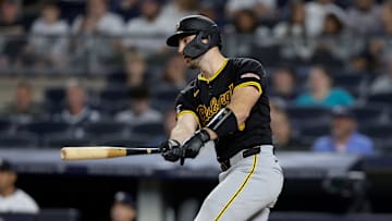 Pittsburgh Pirates catcher Joey Bart crushes a home run off the New York Yankees