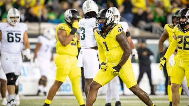Jordan Burch celebrates a  sack