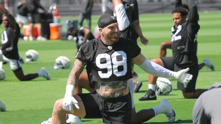 Las Vegas Raiders Superstar DED Maxx Crosby from 2024 Mandatory Mini-Camp