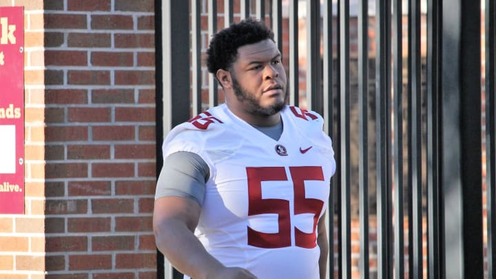 Offensive guard Dontae Lucas at FSU football practice on March 6, 2019.

Img 0857