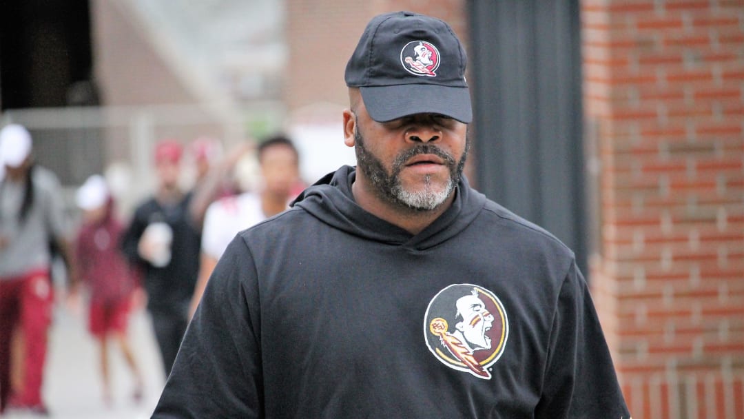 Wide receivers coach Ron Dugans at FSU's first spring practice of 2019.

Img 0781